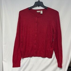 Field Gear  Angora rabbit hair blend burnt Red Button-Up Cardigan sweater L